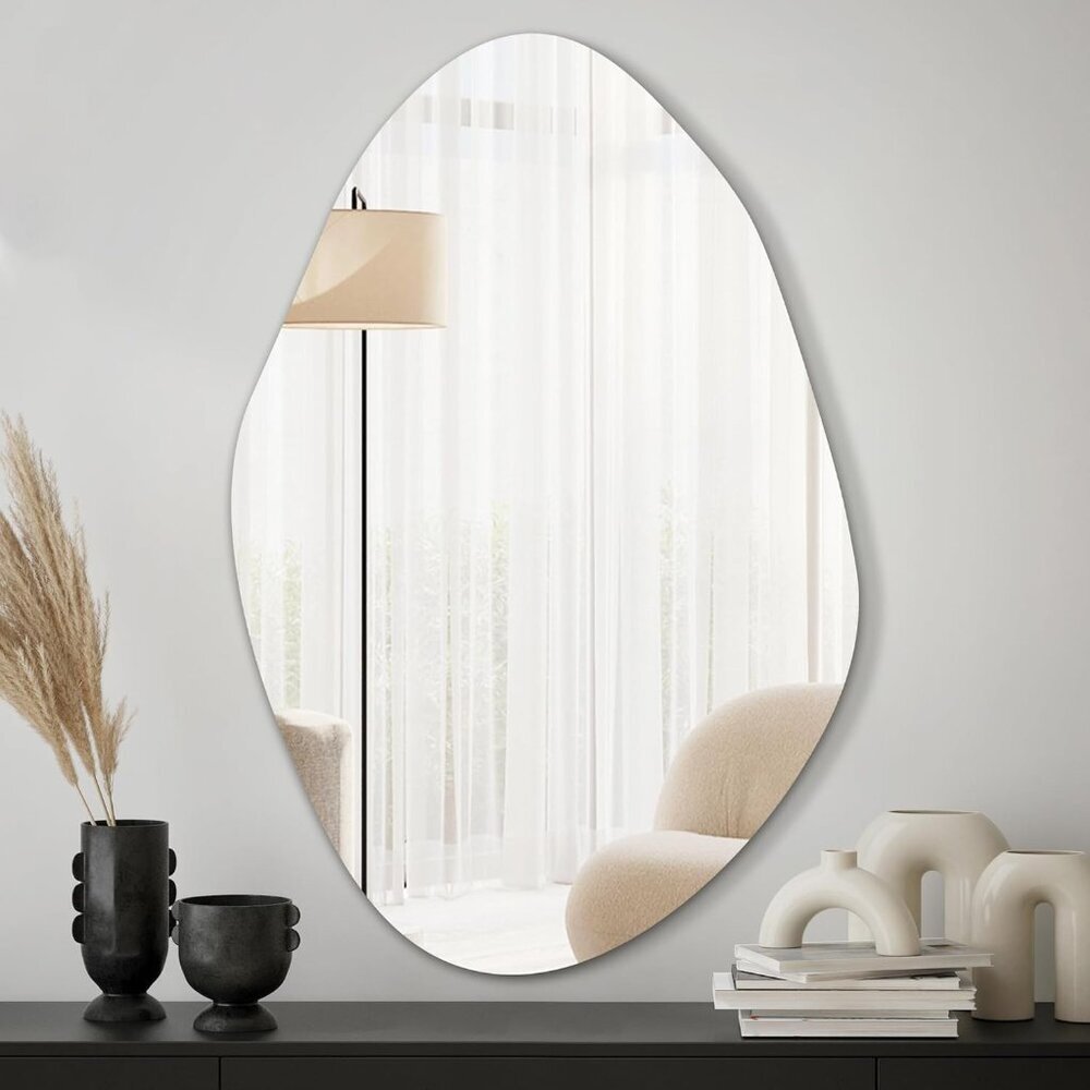 Irregular Asymmetrical Wall Mirror for Living Room Bathroom Entryway, Modern Dec